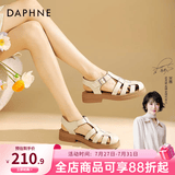 达芙妮官方 罗马凉鞋女2026新品春夏包头鞋复古编织粗跟沙滩鞋软底凉鞋 米色【经典热卖款】 37