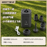 WEST TUNE唯途户外电动充气泵气垫床游泳圈便携式多功能露营 曜石黑【充吸一体 自带照明】