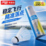 红双喜DHS耐打训练尼龙羽毛球塑料胶练习羽球6只装白色EG60