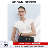 UR2026夏季新款女装休闲单排扣圆领修身短袖T恤UWM450122 本白 (面料微透) S