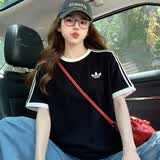 阿迪达斯（adidas）短袖男装女装 26夏季新款户外运动上衣纯棉透气圆领时尚休闲T恤男 三叶草/黑色/纯棉/男女同款/无字母 L 【建议体重140斤-160斤】