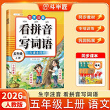 斗半匠 看拼音写词语五年级上册 人教版拼音拼读专项练习册生字练习默写看拼音写生字词语专项强化练习