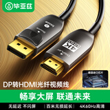 毕亚兹 DP转HDMI光纤线 工程级15米 高清4K60Hz 公对公高清转换接头线 电脑接显示器投影仪连接线