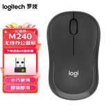 罗技（Logitech）M240无线蓝牙鼠标 静音轻音商务办公人体工学设计便携平板适用（Mac/iPad/笔记本）M221升级版 M240黑色【带电池】＋USB接收器