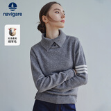 Navigare小帆船长袖翻领针织衫女休闲亲肤柔软高领毛衣2334023503