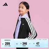 adidas男女儿童三条纹运动休闲套装青少年外套长裤春夏阿迪达斯   黑色/白色   110