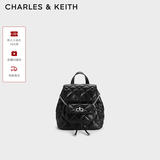 CHARLES&KEITH菱格大容量柔软背包书包双肩包包女包生日礼物送女友CK2-60151400 Noir黑色 S