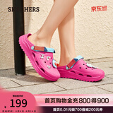 斯凯奇（Skechers）女鞋洞洞鞋凉鞋增高厚底耐磨沙滩拖鞋小怪兽包头洞洞鞋111581 粉红色/多彩色/PKMT 37
