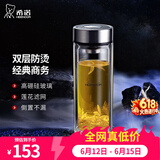 希诺（heenoor）双层玻璃杯男士办公泡茶杯送礼耐高温大容量水杯节日礼物礼盒 经典-适中适量345ml