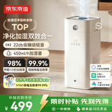 京东京造【净化加湿一体】空气净化器家用净化无雾加湿 除甲醛烟味颗粒物异味浮毛过敏源空宝已接入米家APP