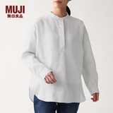 MUJI 女式 法国亚麻水洗 束腰长上衣 长袖 BCJ02C0S 银灰色 XS-S