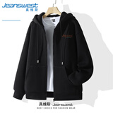 真维斯（Jeanswest）卫衣男款秋季320g重磅棉外套男士男生潮流字母拉链开衫上衣
