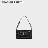 CHARLES&KEITH褶皱手提斜挎小方包腋下包女士生日礼物CK2-80160183 CK2-80160183Noir黑色 S