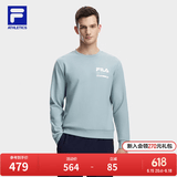 FILA斐乐官方卫衣男子针织长袖套头衫秋冬季简约休闲圆领健身运动上衣 蓝灰色-BU M 170/92A