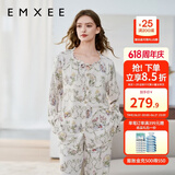 嫚熙（EMXEE）孕妇睡衣产后哺乳春秋季款月子服棉质家居服套装 晨曦庄园-两件套(不带哺乳口) XL【适合135-160斤】