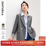 尚都比拉气质通勤职业小西装女秋季百搭高级感西服休闲外套 灰色 L 
