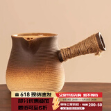 瓷牌茗茶具（cipaiming teaset）茶壶粗陶烧水壶户外酒精炉煮茶壶陶瓷围炉煮茶茶具套装 渐变条纹月芸侧把壶
