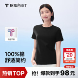 拇指白小T一代纯棉短袖T恤男女26春夏新品休闲小白丅百搭 墨黑女款 L