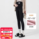 婧麒（JOYNCLEON）孕妇裤鲨鱼裤打底裤孕妇装春秋冬季加绒加厚托腹裤子孕妈装瑜伽裤 活性黑【冬款】保暖亲肤Jyk89529 XL