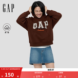 盖璞（GAP）女装春款撞色Logo宽松抓绒套头连帽衫卫衣上衣792499 棕色 S (160/84A) 亚洲尺码