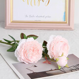 凉笙仿真牡丹花玫瑰花束婚庆家居客厅落地装饰软装搭配干花假花绢花插花摆件 肉粉色-单枝