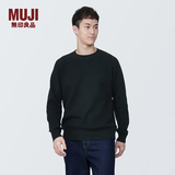MUJI男式 可水洗棱纹编织圆领毛衣 针织衫 AA0QEA4S 黑色 M (170/92A)
