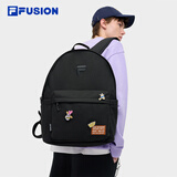 FILAFUSION斐乐潮牌情侣款书包男士女士包包新品双肩包背包电脑包 深黑-BK XS