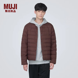 MUJI 男式 便携式 无领羽绒夹克男款 男士羽绒服冬季款 保暖 酒红色3A XL