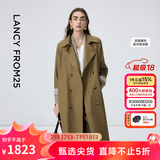 朗姿【25h风衣 Basic衣橱 】朗姿经典双排扣高智风衣外套通勤气质女 棕色 M