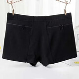 女士旅游外出防偷防盗内裤旅行安全裤平角纯棉有兜带大口袋双拉链 黑色 2XL 推荐110-130斤