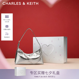 CHARLES&KEITH柔软拉链式褶皱单肩包腋下包包女包生日礼物CK2-40782472 Pewter锡灰色 S