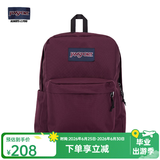 JANSPORT杰斯伯书包轻便双肩包男女旅行包简约背包电脑包学生校园 4QUTA0A深紫酒红-侧边袋