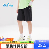 361°儿童短裤夏季男女童3-12岁透气运动裤梭织五分裤 黑 170