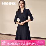 ROEYSHOUSE罗衣气质西装领连衣裙夏装新款知性条纹中长裙05268 条纹 S