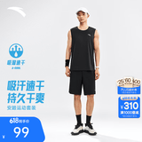 安踏（ANTA）速干背心丨运动健身无袖T恤男夏季马拉松跑步冰丝凉感吸湿打底衫 【背心+短裤套装】基础黑7208-4 时尚坎肩 L (175) 建议130-150斤
