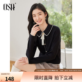 欧莎（OSA）千金小香风减龄内搭娃娃领针织衫2026秋新款打底衫毛衣女上衣气质 黑色A M