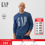 盖璞（GAP）男女装春款印花logo抓绒圆领卫衣合身上衣美版 灰蓝色 542214 XS 美码 S亚洲码175/88A