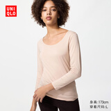 优衣库HEATTECH U领T恤/8分袖女装保暖衣478934 485810 478934/11粉红色 2XL