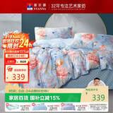 富安娜床上四件套纯棉100%全棉床单被套印花套件 双人加大床品1.8米床