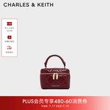 CHARLES&KEITH菱格链条手提斜挎小方包盒子包包女包生日礼物送女友CK2-80782534 CK2-80782534-ABurgundy葡萄酒红色 小包