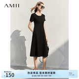 AMII女装2026法式复古a字连衣裙女夏季新款赫本风显瘦圆领 黑色 （建议拍大一码） S 155/80A