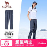 骆驼（CAMEL）速干透气运动裤女跑步休闲直筒梭织裤子 J25BAXLN072 鸽蓝 S