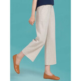 【特价捡漏】高档轻奢品牌亚麻阔腿裤女夏季薄款宽松棉麻裤女装直筒裤子九分裤垂感高腰 麻本色 杏色 M (85-100斤)