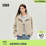 森马（Semir）外套女秋季花苞拼接格子宽松立领2025风文艺通勤夹克10A525108004
