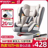Heekin德国 儿童安全座椅汽车用0-4-12岁婴儿宝宝360度旋转ISOFIX硬接口 时尚灰(ISOFIX+360度旋转)