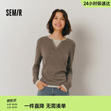 森马（Semir）森马毛衣女短款假两件含羊毛针织衫24冬新款保暖内搭109724107015