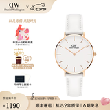 丹尼尔惠灵顿（DanielWellington）DW手表女 简约学生时尚石英女士手表欧美腕表七夕礼物送女友 32MM金色边白盘DW00100189