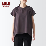 MUJI女式 强捻 法国袖罩衫 短袖休闲百搭衬衫 宽松衬衫 BCF50C3S 棕色 M(160/84A)
