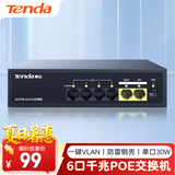 Tenda腾达6/5口千兆4口PoE供电交换机 双上联监控摄像头专用 网络交换器网线分线器一分四 SG06PC