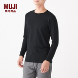 MUJI 男式 使用了棉的冬季内衣圆领长袖T恤 69AA452打底衫打底衣 黑色 XL